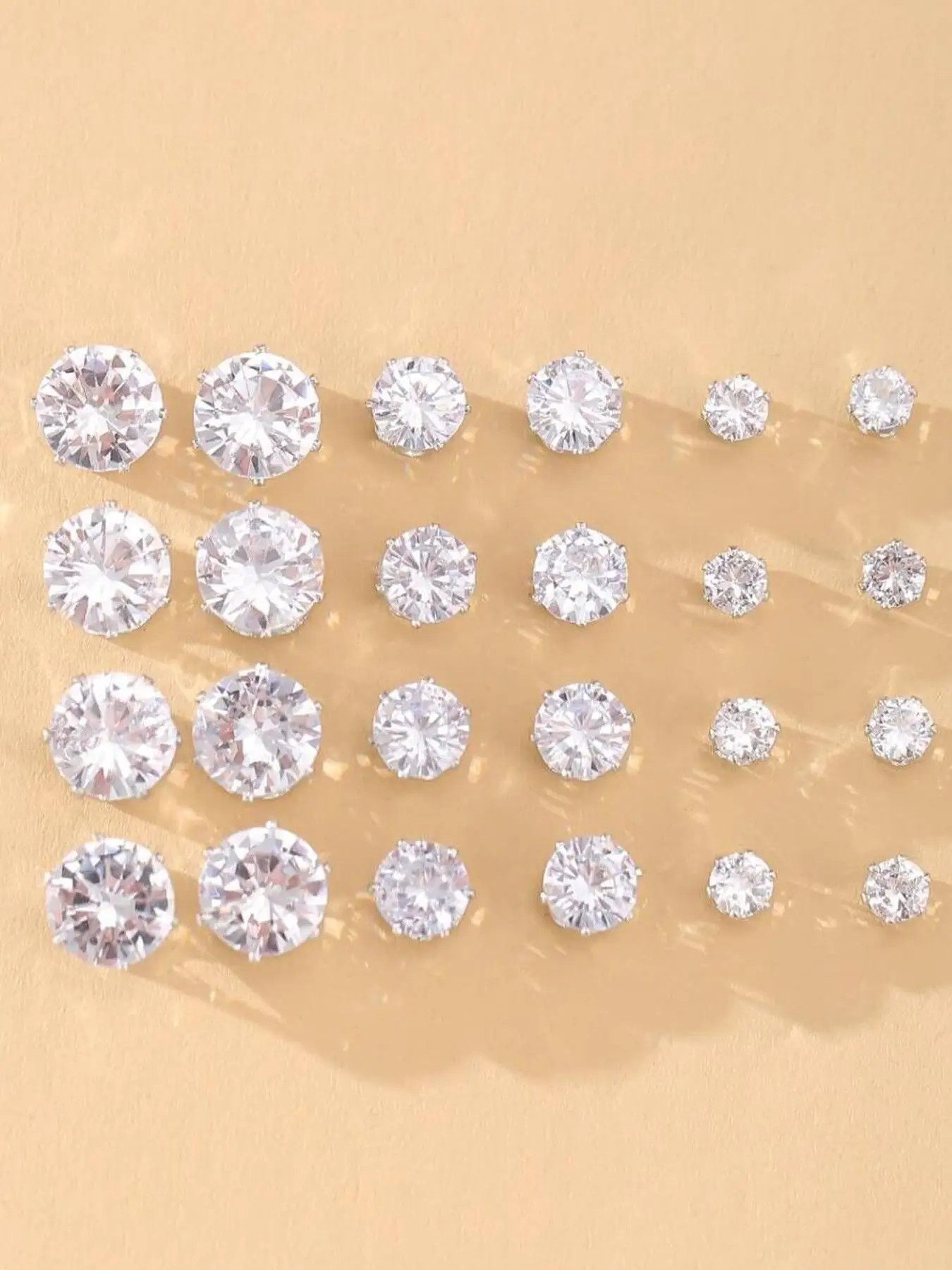 Rhinestone Stud Earrings, Fashion Mixed Size Sparkly Shiny Earrings Set for Women and Men, Daily Ootd Use