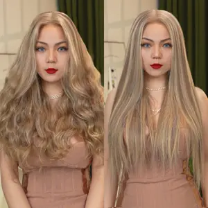 [Pre-order] FF WIG Braid Human Hair Glueless Wig Ash Blonde 22 Inches 7*5 Pre-Cut HD Lace 250% Density Wear Go Colored Wig with Special Drawstring #FFWIG