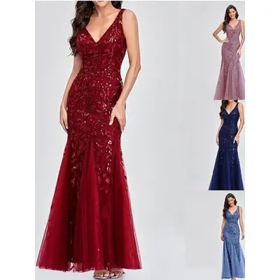 green emerald velvet dress Bethanie Formal Sequin V-Neck Mermaid Dress