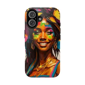 Colorful Woman Portrait Phone Case | Butterfly Art Tough Phone Case