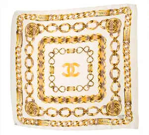 Pre-owned Silk Scarf Chanel Cream/Yellow "31 RUE CAMBON PARIS". #275