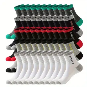 50 Pairs Men's Mid-calf Crew Socks, Comfy Casual Socks Fashion Sports Socks For Outdoor Fitness Basketball Running