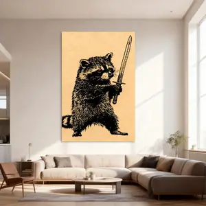 Funny Raccoon Canvas Poster Prints Modern Wall Decor for Bedroom Office Living Room Easy Install