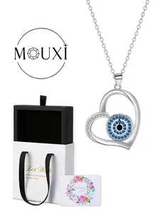 Jewelry Gift Box with Evil Eye Pendant Necklace, Anniversary Birthday Present for Mother and Wife, Elegant Copper Chain, All Seasons