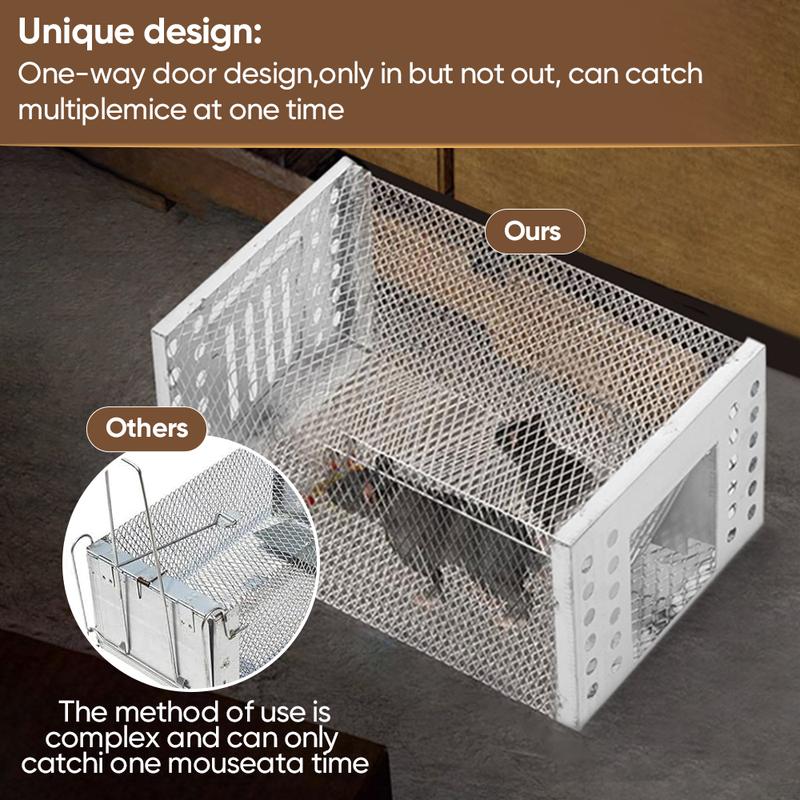 Efficient Automatic Mousetrap with Double-Opening One-Way Door Design Sturdy Net Cage Large Capacity for Indoor & Outdoor Use
