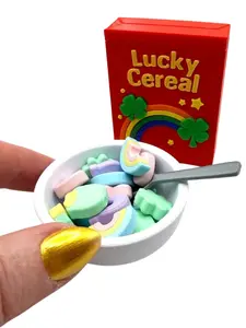 Mini 3D Printed Cereal Box St Patricks Day, St Pattys, Marshmallows, Bowl, Spoon, Irish, Ireland, Fidget Dish, Gift, Decor, Collectible