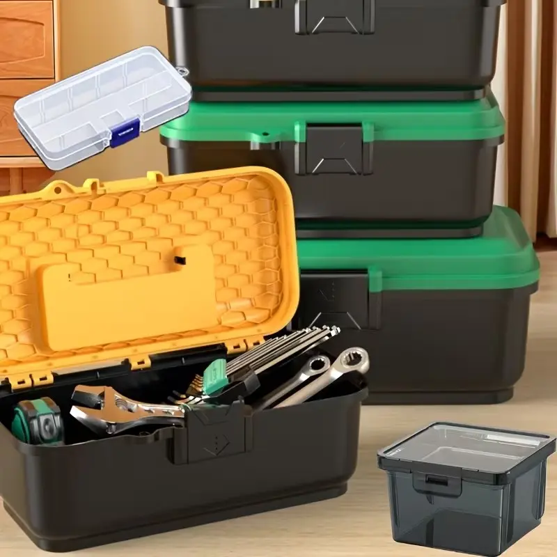 3-Piece Multi-Functional Car Toolbox Storage Box, Portable Handheld Hardware Organizer, Thick Square Screw Repair Accessories Container