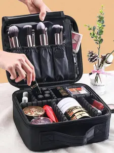 1 Piece Lightweight Large Capacity Zipper Handheld Storage Bag, Multifunctional Adjustable Divider Travel Cosmetic Bag