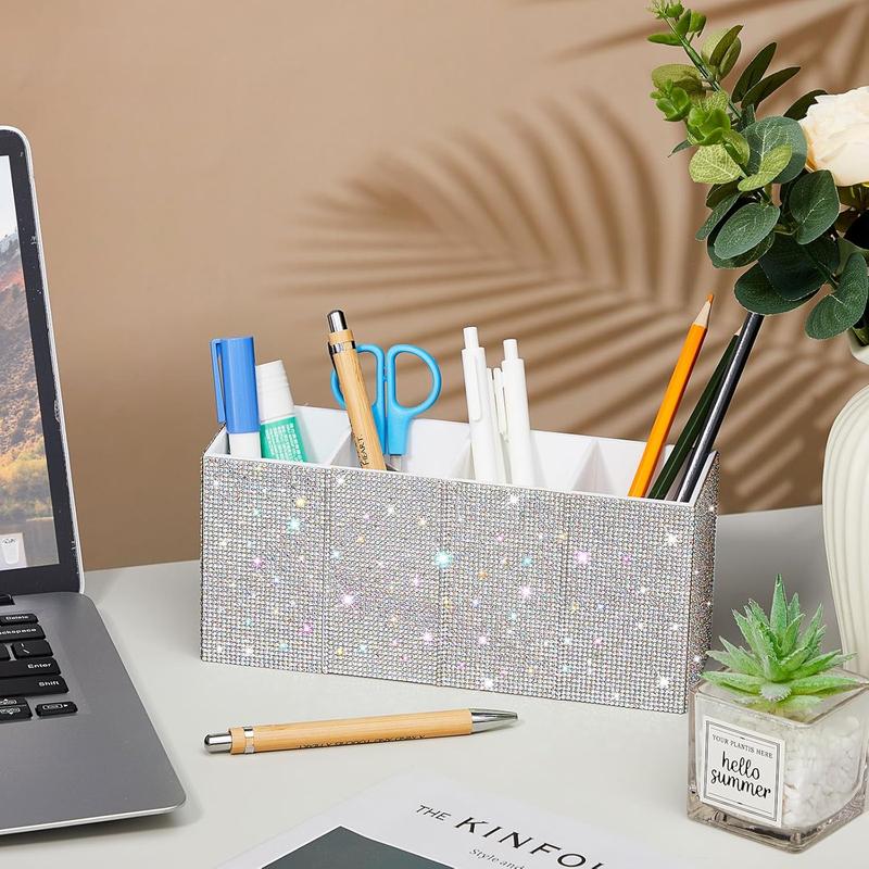 Rhinestone Crystal Glitter Pen Holder Pencil Holder Makeup Brushes Organizer Storage Bin
