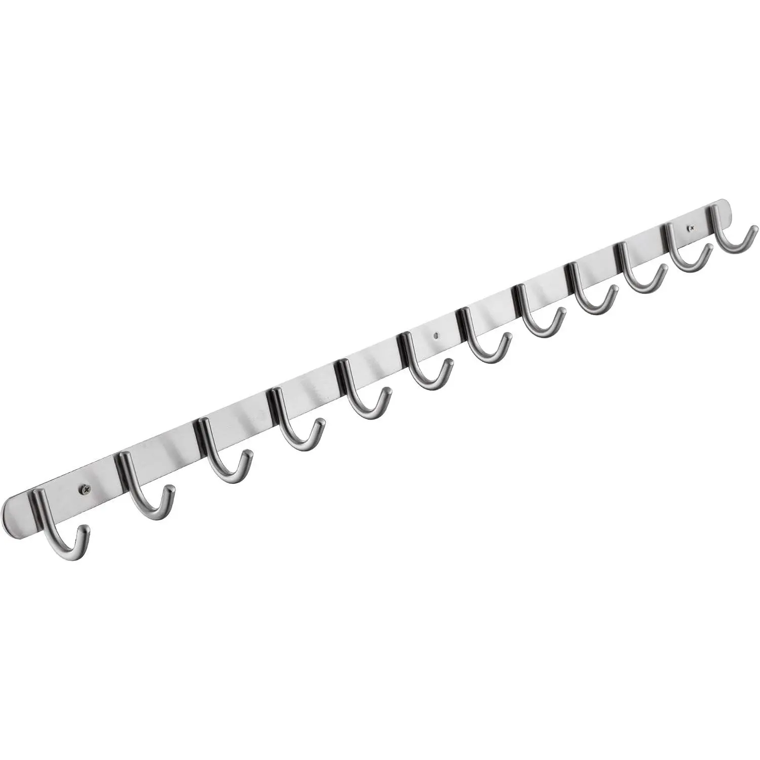 Wall Mounted Modern Hook Coat Rack with 12 Round Hooks - Solid Metal Construction, Brushed Stainless Steel Finish, Rustproof, Washroom Fit, Ultra Durable, Super Easy Installation, Waterproof
