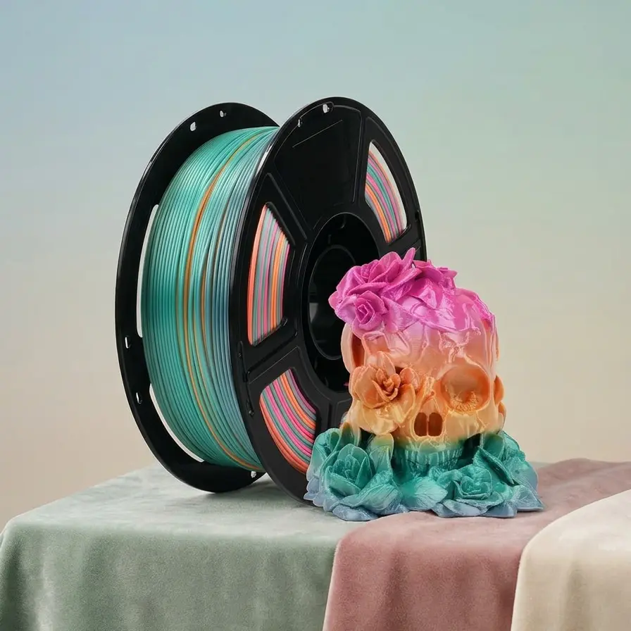 Flashforge  Silk Ranbow Candy PLA Filament 1.75mm , 3D Printer Filament 1kg (2.2lbs) Spool, Smooth and Silky Texture 3D Printing Filament, Dimensional Accuracy +/- 0.02mm
