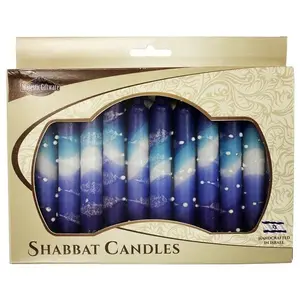 Snow Blue Shabbat Candles