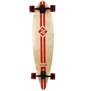 Street Surfing Longboard Retro Stripe Red Pintail 9.6" x 40"