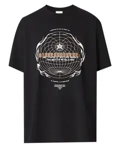 Burberry Globe Graphic Short Sleeve Tee Shirt Black