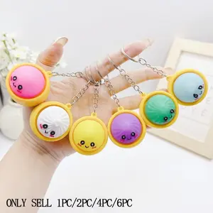 Mini Shiny Dumpling Keychain Charm, Colorful Cute Soft Silicone Stress Relief Toy, Fun Food Shape Pendant, Perfect for Parties and Gifts, Trendy Cute Keychain