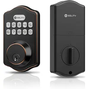 Keyless Entry Smart Deadbolt Keypad Lock  100 Custom Codes Auto Lock Easy Installation (Oil Rubbed Bronze)