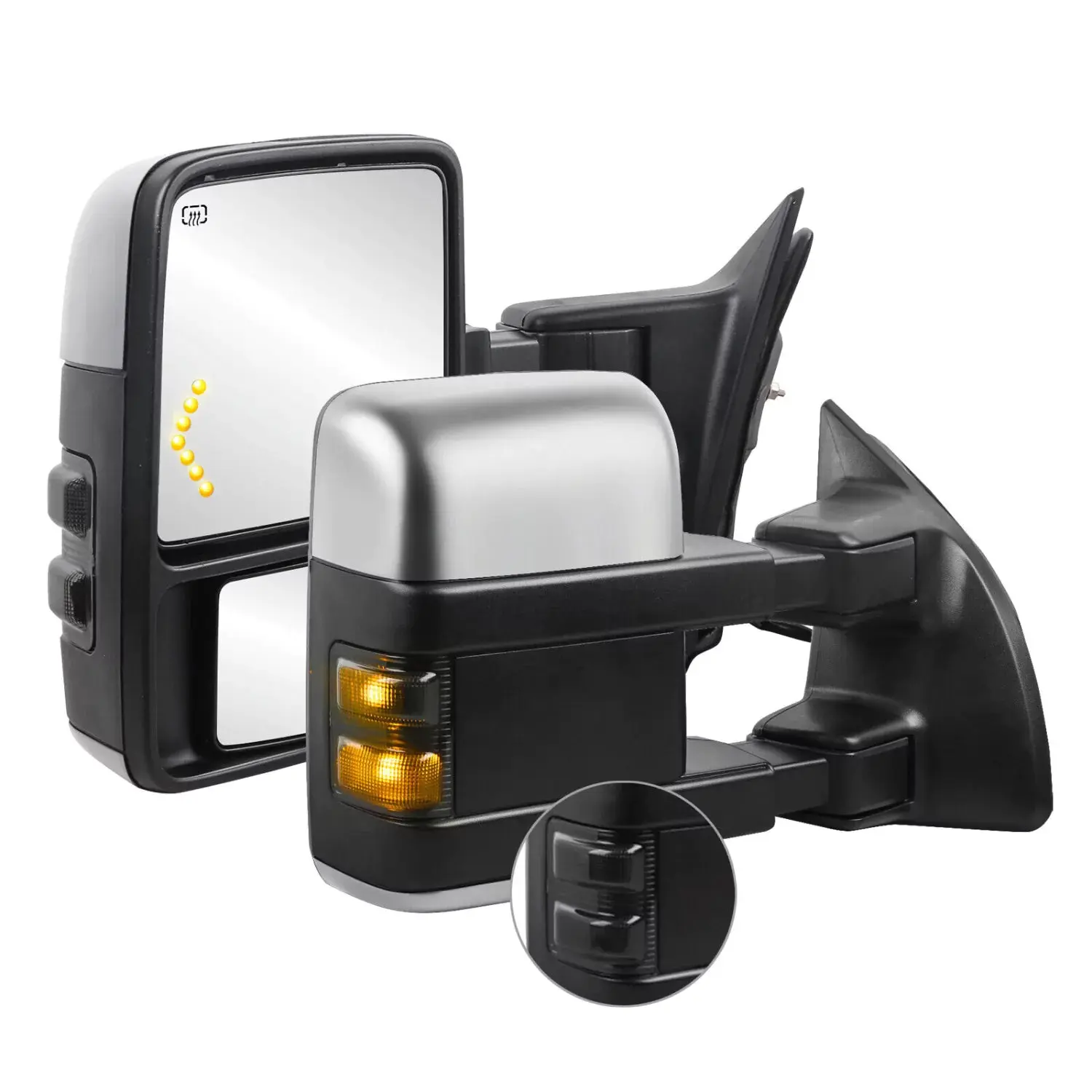 Chrome Power Heated Tow Mirrors For 2008-2016 Ford F250/F350/F450/F550 Smoke Signal Car Truck Automotive Vehicle Replacement