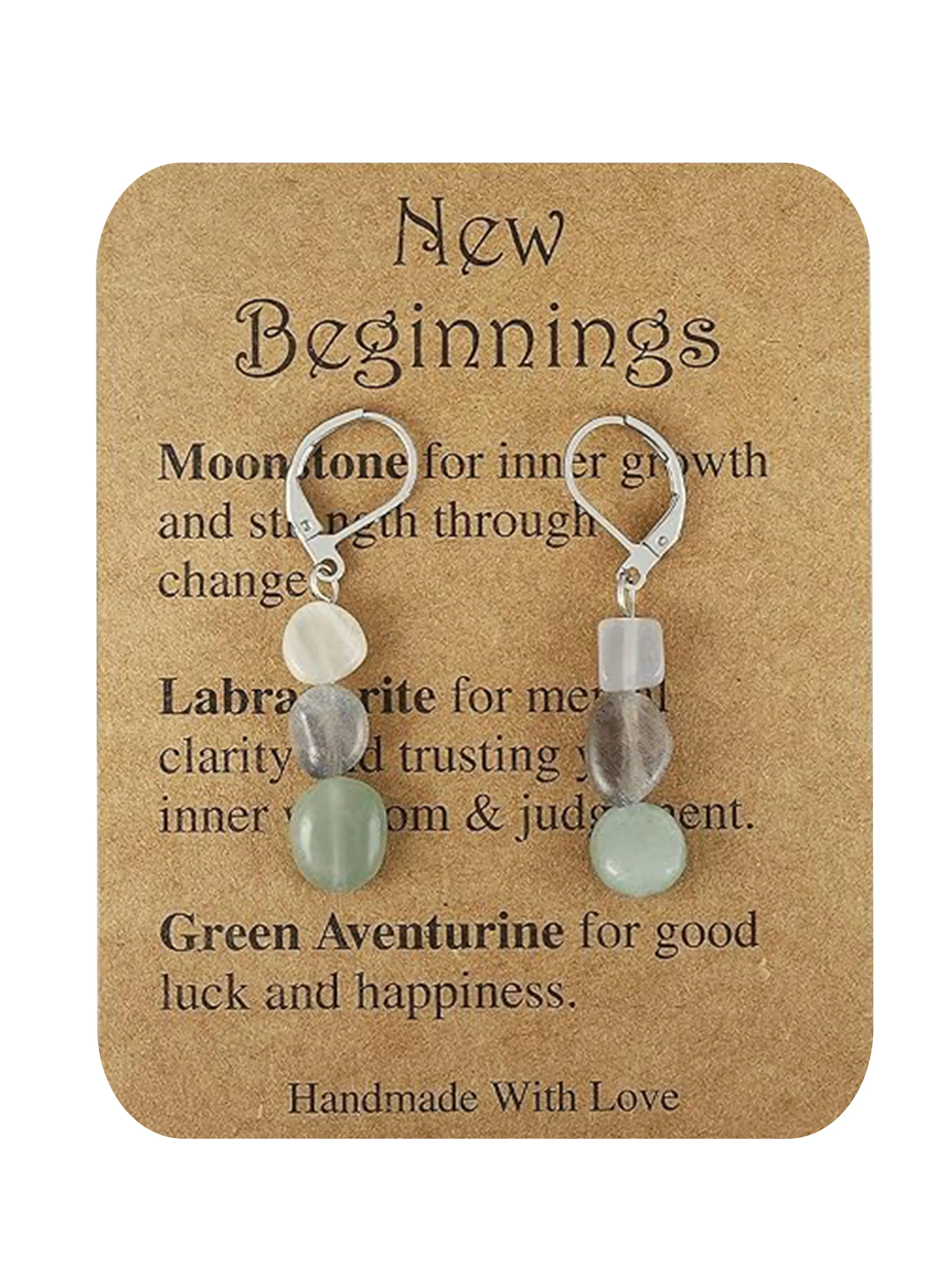 New Beginnings Earrings for Women Boho Nature Stone Earrings Asymmetry Crystal Jewelry Gifts for Women Courage Gift Unique Design Earrings