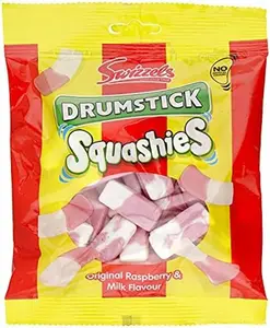 Swizzles Drumstick Squashies Original Raspberry & Milk Flavor 5 Ounce Peg Bag Fun Gummy Candy Snack Sweet US