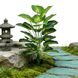 Large Realistic money plant - multi-functional green tropical leaf decoration, perfect for weddings, hotels, gardens, etc. - Indoor/outdoor artificial tree potted plant, suitable for all seasons, pot-free