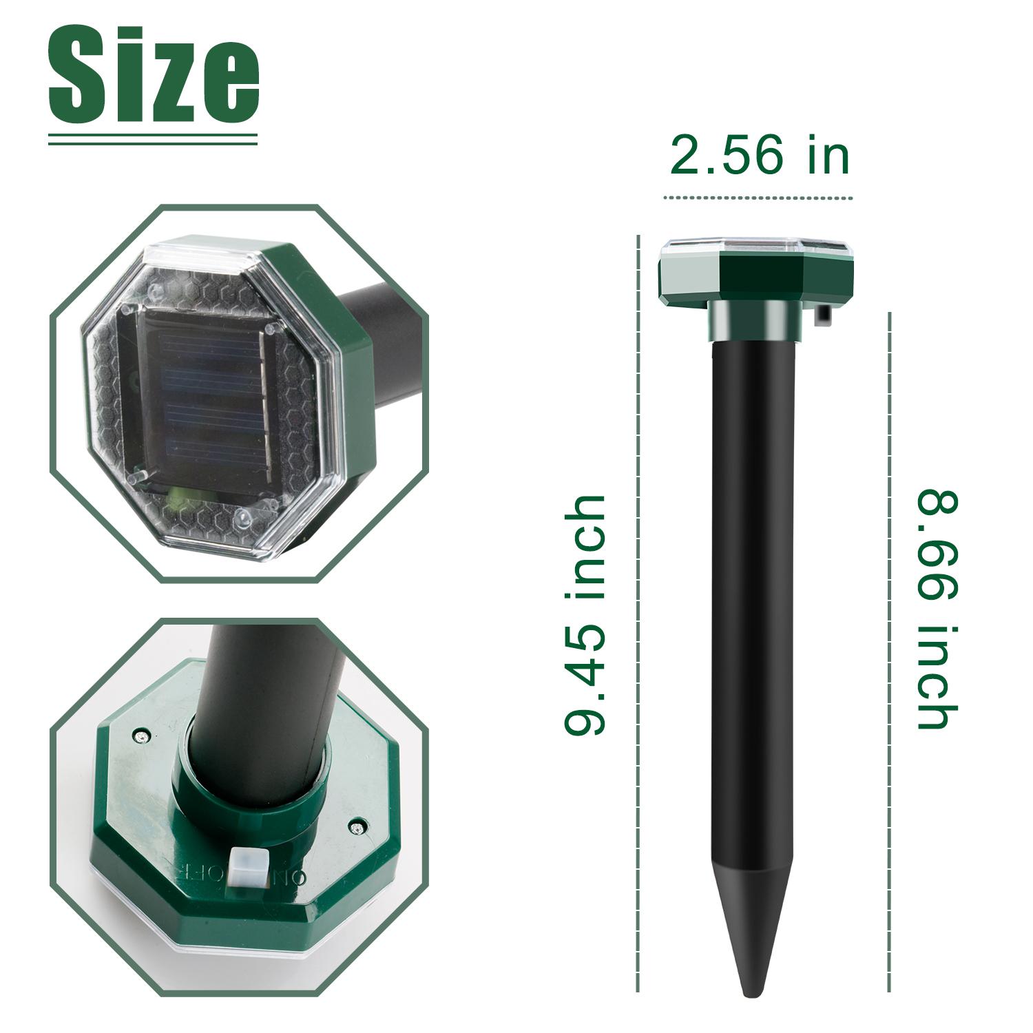 Pack of 2 Solar Mole Repellent Sonic Gopher Repellent Vole Chaser Mole Deterrent Sonic Spikes Repellent Ultrasonic Pest Control Outdoor Keep Moles Out of Yard Lawn