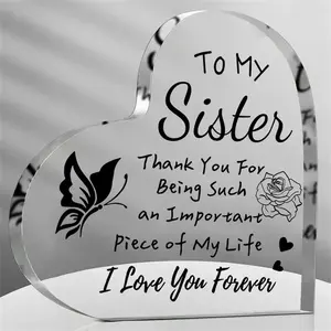 1 piece, sisters gift acrylic plaque with aphorism, wedding birthday Halloween Thanksgiving Christmas sisters gift, desk decoration, sisters gift, wedding birthday Halloween Thanksgiving Christmas gift Flowers Rose Signs