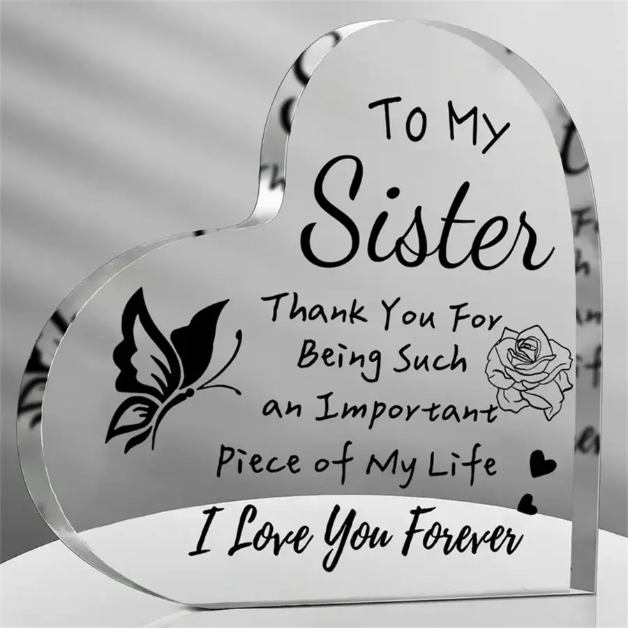 1 piece, sisters gift acrylic plaque with aphorism, wedding birthday Halloween Thanksgiving Christmas sisters gift, desk decoration, sisters gift, wedding birthday Halloween Thanksgiving Christmas gift Flowers Rose Signs