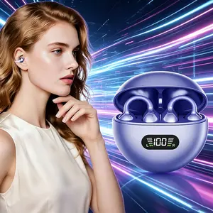 TEMPOMIND Bluetooth Clip-On Electronic Headset, True Wireless TWS Stereo Sync Earbuds, Smartphone-Connected In-Ear Audio Device for Outdoor Sports, Not Water Resistant