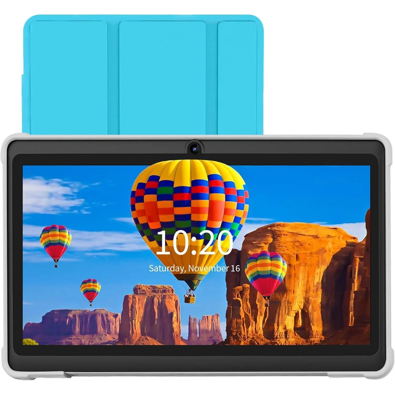 Rugged 7-Inch Android 13 Outdoor Tablet for Camping & Hiking with Protective Blue Case, 32GB Storage, Quad-Core Processor, Dual Camera, WiFi, Type C Port & Adapter, Usb