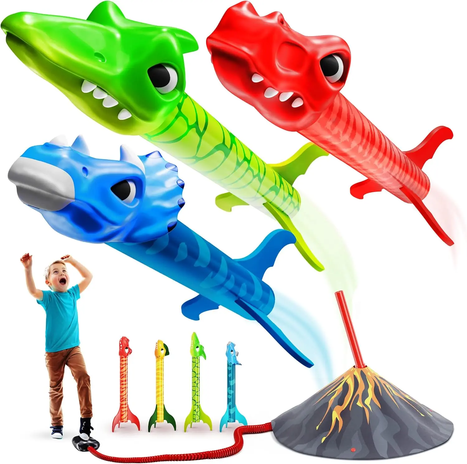 Dinosaur Toy Rocket Launcher for Kids Toys for Kids 3-5 5-7 4-6 - Outdoor Toys for Kid Ages 4-8 - 3 4 Year Old Boy Birthday Gift - Gifts for Boys Age 3 4 5 6 Years Toy for Toddlers