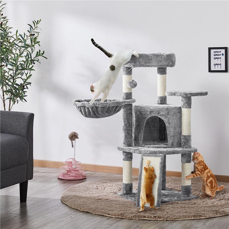 Yaheetech 42in Cat Tree with Scratching Posts and Condo, Plush Cat Tower with Perch Platform for Indoor Small Medium Cats