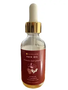 Feather & Bone Hair Oil Moisturizing Hair Loss Solution with Castor Oil Cedarwood Atlas & Hibiscus Seed Oil for Strong Healthy Hair Growth All Natural Ingredients