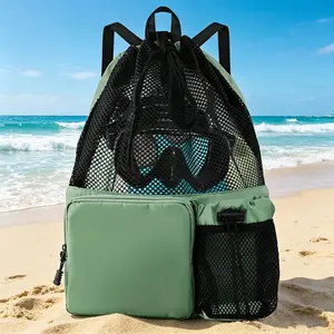 Mesh Drawstring Backpack with Shoe Bag, Swim Rope Bag, Handle Gym Yoga Beach Travel Sandbag, Large Capacity Fitness Beach Travel Bag