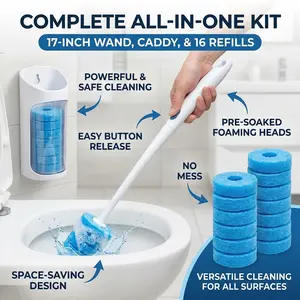 Multifunctional Wall Mount Toilet Brush Disposable Cleaning Heads Deep Clean Bathroom Toilet Tool