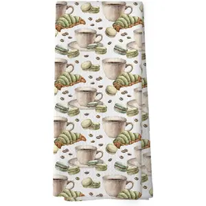 Vintage English Cottage Dish Towels, Coffee Tea Lovers Gifts for, Macaroon English Tea Time Cottagecore Hand Towels Tea Decorations, 16x24inch