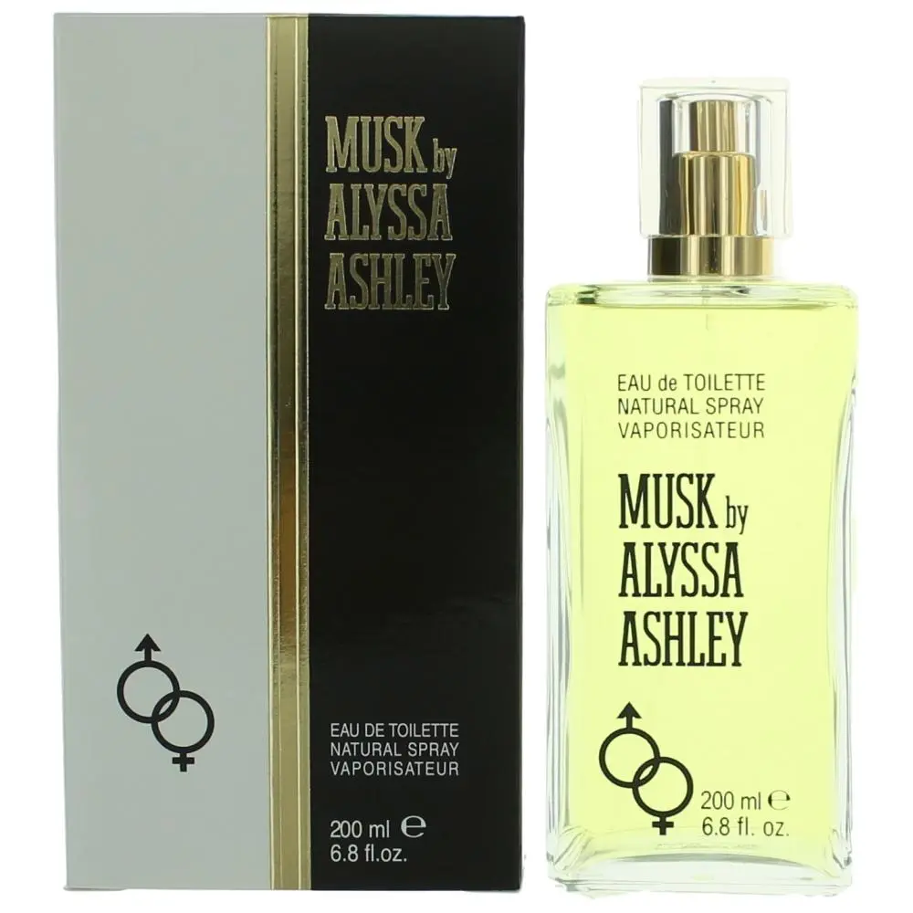 Musk by Alyssa Ashley Women's Eau De Toilette Spray - 6.8 oz (200ml) Minimalist Natural Spray Perfume for Women, Stylish Bottle