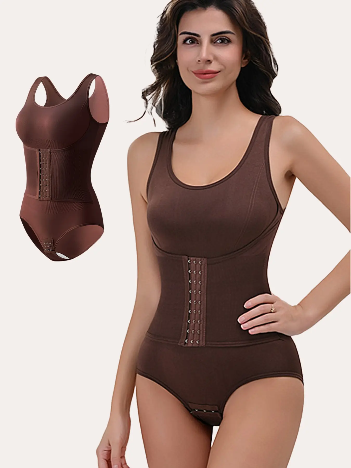 Firm Control Compression Shapewear Underwear Bodysuit for Women | Postpartum-Friendly Waist Sculpting Tummy Control & Butt Lift Tank with Hook Closure