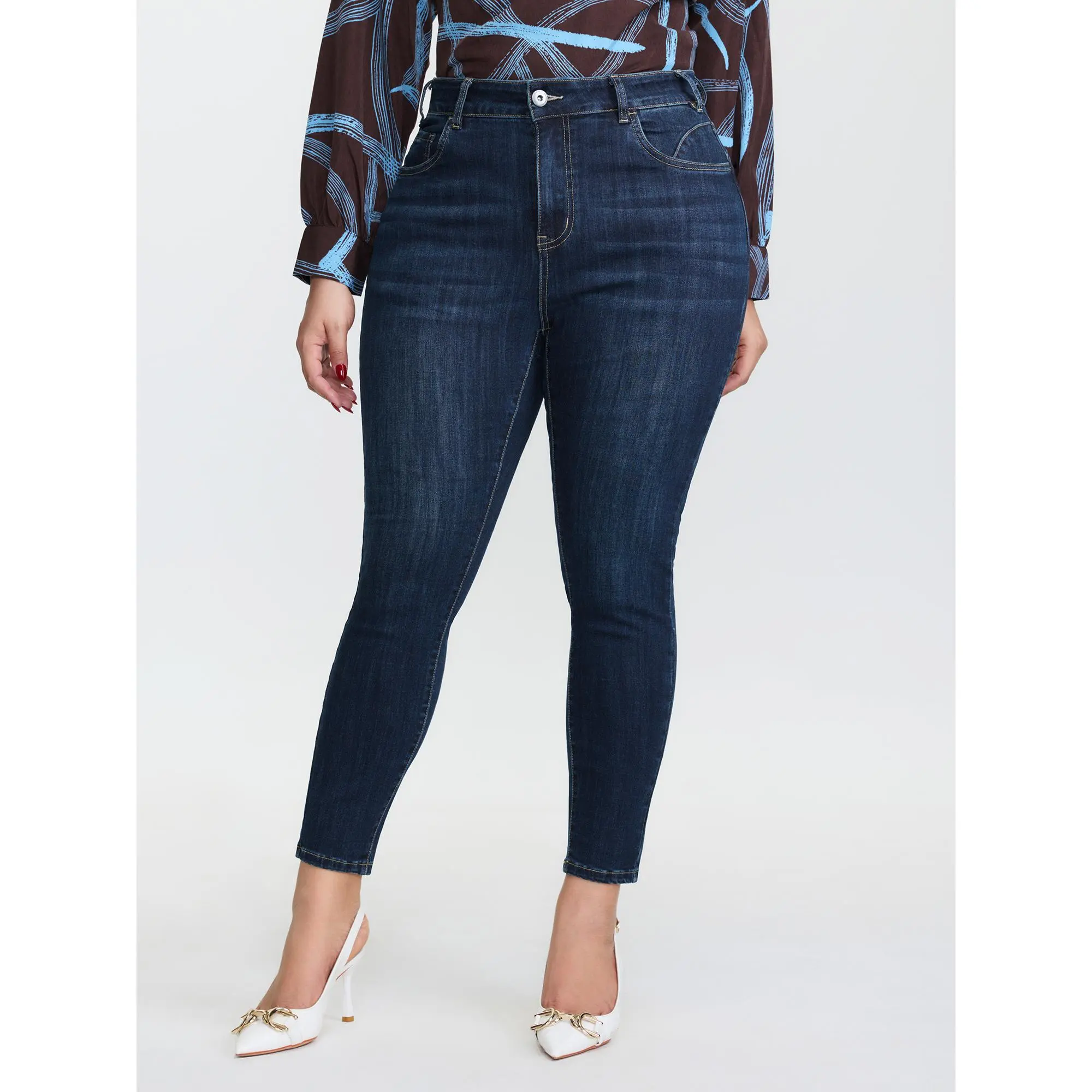 BLOOMCHIC Plus Size Women's Supersoft Mid-Waist Skinny Jeans - Butt-Lifting Spandex-Cotton Fabric, Pockets, Garment Details, Curvy Fit, M-6X, 2026 Mother's Day Pick, Summer Womenswear, Plus Size Jeans Bottom,Summerfinds