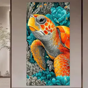 1 set of DIY diamond painting kit, 5D diamond art set, DIY decoration turtle, coral, colorful. Mosaic, diamond art, DIY art home decoration.