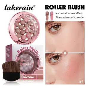 Long-lasting Spherical Blush Powder with Brush, Shimmer Finish Glow Blush for Face, Beauty Cosmetics, Velvet-Smooth Powder, Natural Pearl Shimmer, Easy to Blend & Build, Perfect for Daily/Party Makeup, Skin-Friendly for Beginners, 6 Vibrant Shades