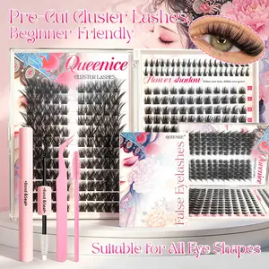 Mixed Length Single Cluster False Eyelashes Set, DIY Segment Lash Extensions, Natural Look, D Curl, Synthetic Fiber, Beauty Supplies