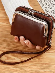 One piece,Women's Buckle Zipper Wallet Card Holder, Small Short Multi-Card Slot Coin Purse, High-End Handbag for Ladies, Credit Card Organizer