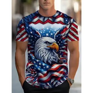 Men'S T-Shirt Patriotic Eagle Design for Summer Casual Wear, Ultra-Soft Fabric, Vibrant Colors, And Durable Print for an Exceptional Luxurious Experience