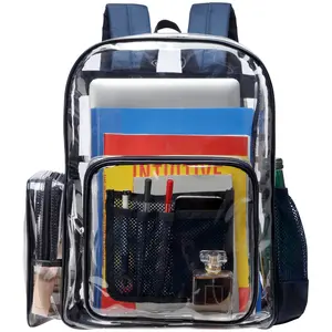 Clear Backpack Heavy Duty, PVC Transparent Backpack Large Clear Book Bag for College Work Water Resistant Bookbag Lightweight Casual Daypack