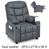 Faux Leather - Grey - 29"D x 27"W x 34"H
