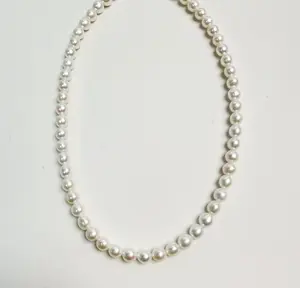 【Live】PEARLISM White AK Pearl Princess Necklace Freshwater Seedless Full String Pearl Necklace (6-7mm)  45cm-AFAN018