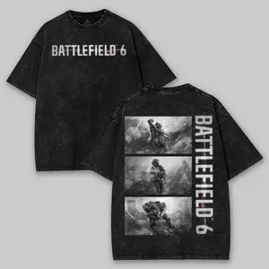 Battlefield 6 of EA Oversized Unisex Washed Lightweight Cotton T-Shirt, Gift For Game Fan graphic tees men gifts Menswear Casual Tshirt Streetwear t shirt graphic t shirts