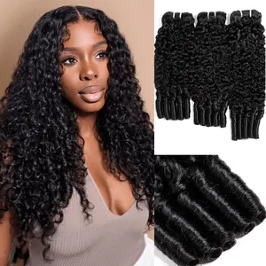 Hotlove Burmese Curly Water Wave Bundles Human Hair 3C4A Raw Hair Extensions Natural Black Thick Full Look wigs for beginners  hd frontal wig
