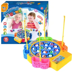 Kids EIectric Magnetic Fishing Toy Set, 360° Rotating Fish Game with Music, Educational Interactive Gift for Boys & Girls