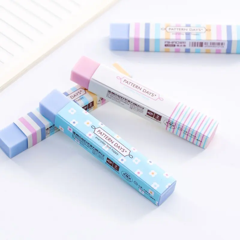 4/16/32pcs Random Color Floral Candy Color PVC Cube Erasers, Office and School Supplies, Back-To-School Gifts, Student Stationery